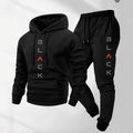 Mens Retro Letter-Print Long-Sleeve Top And Pants Set