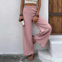 Womens Casual Loose Slimming Wrinkled Wide-Leg Pants