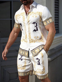 3D Digital Printing Men's Casual Loose Shirt Shorts