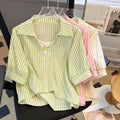 Chiffon Top Women's Fashion Fake Two-Piece Striped Shirt