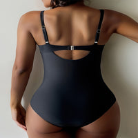 Simple Drawstring Figure-flattering One-piece Bikini