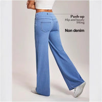 Stylish Elegant And Comfortable Faux Denim Jeans With A Digital Print