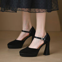 Women's Buckle Hollowed Sandals Stiletto Heel Pointed-toe Frosted