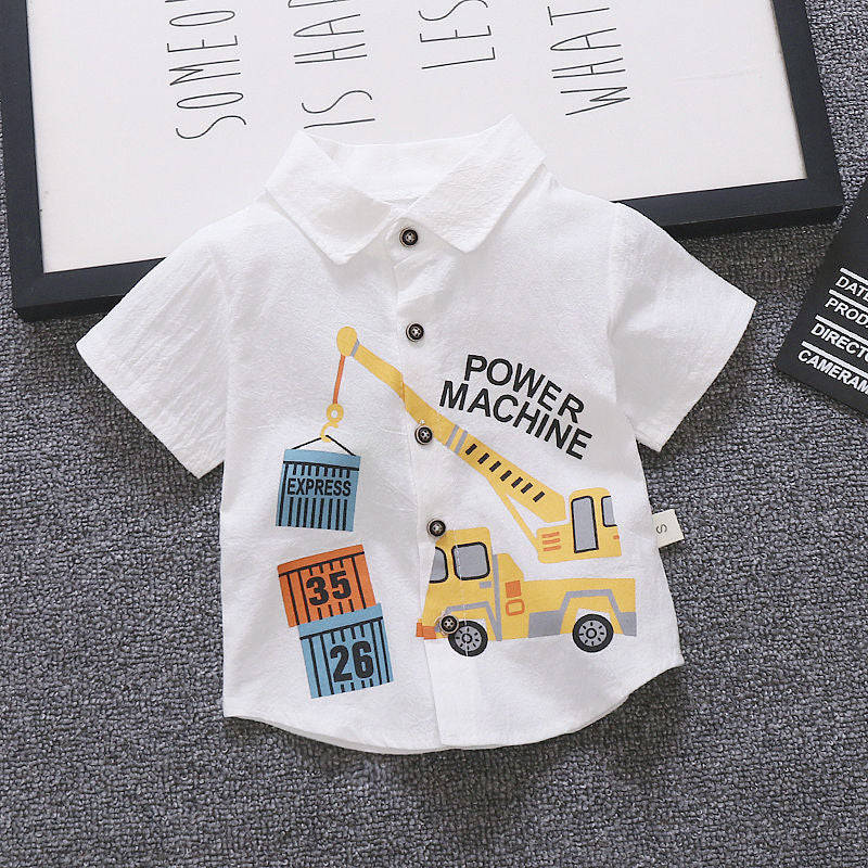 Anchor Print Little Boy's Children's Suit Korean Short Sleeve T-Shirt Children's Wear