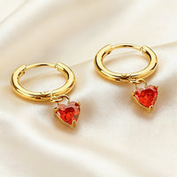 Stainless Steel Heart-Shaped Zircon Earrings Fashionable For Women