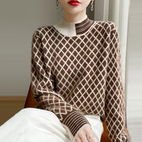 Womens Stylish Half-turtleneck Versatile Knit Sweater