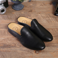 Summer Fashion Casual Men's Slippers, Soft Leather Soft Sole Baotou Half Slippers