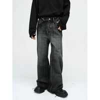 New American High Street Pu Handsome Mop Straight Loose Jeans