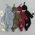 European And American Style Baby Autumn New Solid Color Jumpsuit Plus Beanie