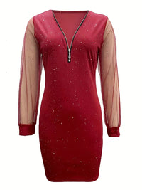 Women's V-neck Sparkling Dress