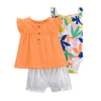 Baby Girl Short-sleeved Shorts T-shirt Three-piece Suit