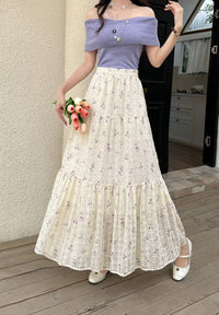 Thin Highwaisted Flattering Floral Midi Skirt For Women