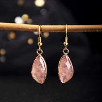Natural Crystal Drop Earrings With Amethyst And Gold-plated Edges
