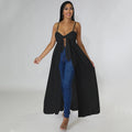 Womens Sexy Camisole Irregular V-Neck Slit T-Shirt