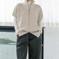 Knitted Cardigan Jacket With Short Sleeves And Ribbed Detailing Springsummer Style
