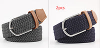 Women's Canvas Belt Student Pants Casual Stretch Braided Needle Buckle