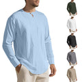 Long Sleeve New Solid Color Linen Design European And American Men's Casual