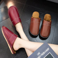 Winter Indoor Leather Slippers For Home Use Non-slip For Indoor Floors