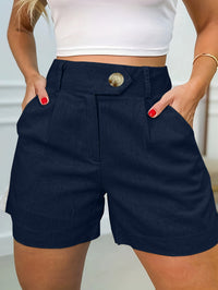 Women's Fashion Casual High Waist Pure Color Suit Shorts