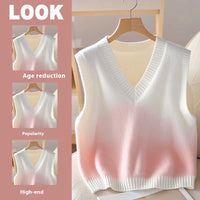 Women's Gradient V-neck Knitted Vest Sweater