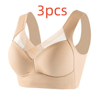 Plus Size Underwear Wireless Beauty Back Underwear Thin Push-up Adjustable Seamless Ice Silk Fixed Cup Bra Cross-border