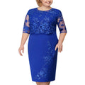 Lace Patchwork Short-Sleeve Layered Vest Style Plus Size Dress