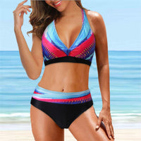 Spring And Summer New Swimwear Spot European And American Sexy Split Color Matching High Waist Swimsuit Bikini