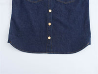 Soft Pocket Trim Button Denim Shirt