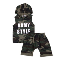Boy Hooded Sleeveless Camouflage Suit
