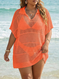 Women's Polo-Neck Blouse Plus-Size Beach Cover-Up