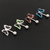 Short Titanium Steel Zircon Small Butterfly Anti-allergy Navel Stud