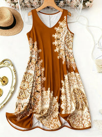 Women's Fashion Printed V-neck Sleeveless Dress