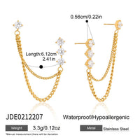 Stainless Steel White Zircon Tassel Earrings For Women