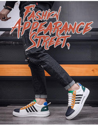 Men's White Shoes New Trendy All-match Low Casual Shoes