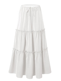 Womens High-waisted Elastic-waist Long Skirt With Pockets