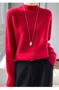 Thickened Half-high Collar Pure Wool Sweater Women's Seamless Sweaters Bottoming Shirt