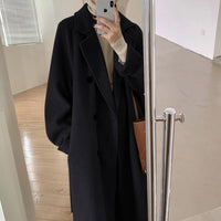 Autumn And Winter Korean Hepburn Style Double Breasted Women's Woolen Overcoat Coat