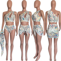 Swimsuit Three Piece Printed Ladies Split