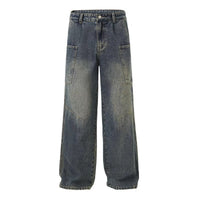 Mens Straight Leg Loose Fit Wide Leg Jeans