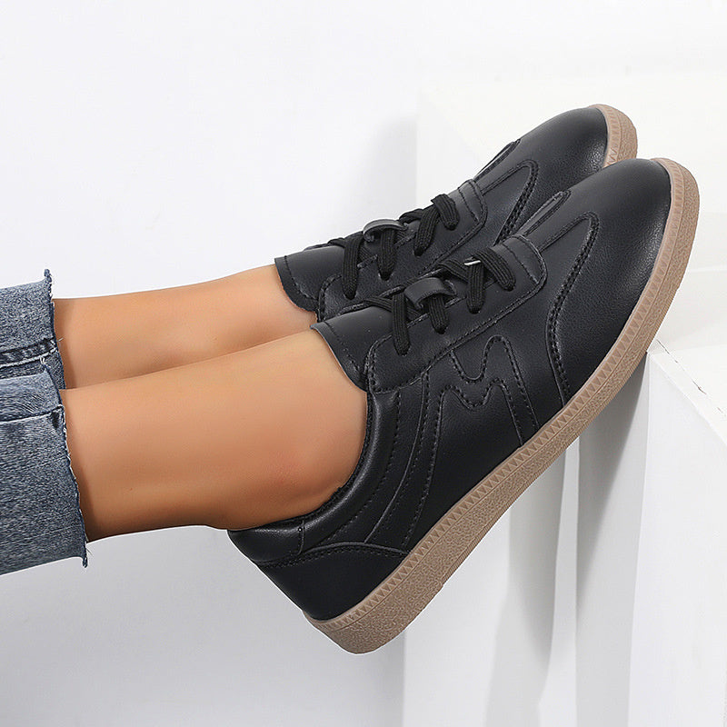 Flat Bottom Casual Lace Up Vintage Skateboard Shoes