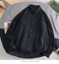 Heavyweight Casual White Cotton Long-sleeve Shirt