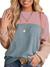Striped Color Matching Long Sleeve Loose Sweatshirt