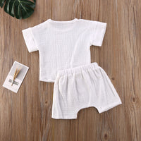 Unisex Baby Short Sleeve Shorts Gauze Casual Homewear