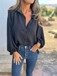 Women's Long-sleeved Lapel Button Shirt Top