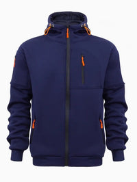 Men's Sweater Hoodie Zipper Multi-pocket Embroidery Badge