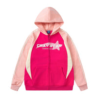 Splicing Contrast Color Hooded Brushed Hoody
