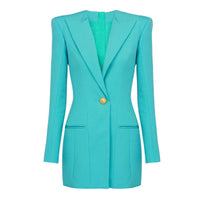 Fashionable Solid-Color Long-Sleeve Suit Dress For Women