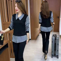 Western Style Youthful-looking Fake Two Pieces Shirts Ladies