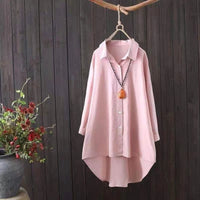 Women's Mid-length Loose Long Sleeve Cotton Shirt