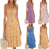 Womens Retro Elegant Lace-Up Holiday Beach Dress
